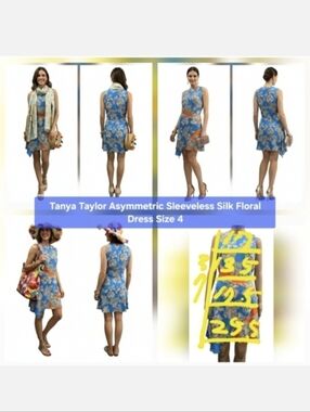 Tanya Taylor Asymmetric Sleeveless Silk Floral Dress Size 4